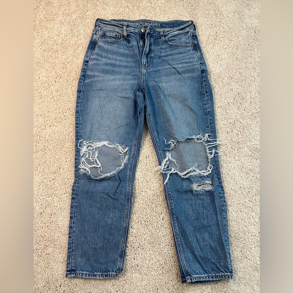 AE Ripped Blue Mom Jeans